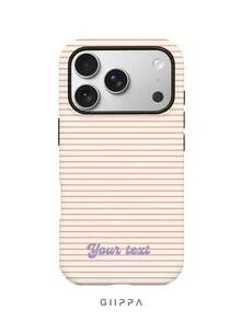 GIIPPA 1件客製化極簡條紋姓名手機殼，薄膜2合1手機保護殼，相容 iPhone 18/17、Galaxy S26 S25 S24 Ultra/Plus/Fe，畢業禮物、度假禮物、週年禮物、情人節禮物、生日禮物、婚禮禮物 - 彩色 - 查看 3