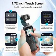 Cámara de Acción Portátil de Mano 4K HD con Estabilizador Gimbal Inteligente, Enfoque Automático Rápido y Seguimiento, Compatible con Trípode, Adecuada para Grabación de Video, Fotografía con Dron, Uso Doméstico, Grabación de Viajes, Transmisión en Vivo, Seguimiento de Rostro/Objeto y Grabación en Tarjeta SD - Ver 6
