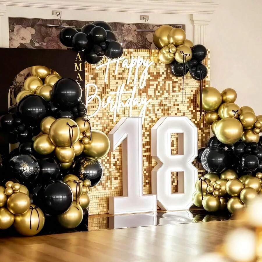 70Pcs Black And Gold Balloons Set, Metallic Gold And Black Balloons For Graduation Anniversary Birthday Party New Year Wedding Decoration - View 1