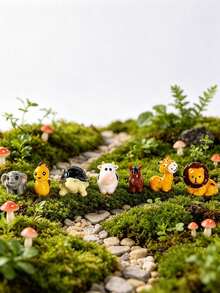 2Pcs Random Mini Animal Figurines, Cute Tiny Wildlife Statue Ornaments, Micro Landscape Decor For Moss Terrarium Fairy Garden, DIY Craft Accessory For Plant Pot Decoration, Lovely Collectible Desktop Display Pieces - Multicolor - View 3