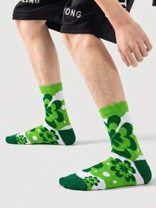 1/5/10 Pairs Men's Mid-Calf Socks, Fun Geometric Pattern Cartoon Unisex Sports Style Long Socks, Crazy Happy Socks - Multicolor - View 16