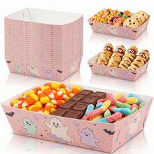 12pcs Halloween Disposable Foldable Paper Candy Buffet Boxes, Pink Ghost Theme Party Food Containers, Self-Locking Easy Assembly Design, Suitable For Candy Corn, Chocolate, Gummy, Cookies, Pretzels And Party Snacks, Perfect For Halloween Candy Table, Birthday Party, Family Gathering And Holiday Events - Multicolor - View 6