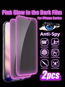 Navigator 2pcs Purple Glow-In-The-Dark Edge Anti-Peeping Screen Protector, Anti-Peeping Protection, Glowing Edge, Easy To Find At Night, 9H Hardness, Anti-Shatter, Hydrophobic Coating, Full Coverage, Compatible With IPhone Ultra/18 Pro Max/18 Pro/18/17e/17 Pro Max/17 Pro/17 Air/17/16 Pro Max/16 Pro/16 Plus/16/15 Pro Max/15/14/13/12 And Other Models. - Purple - View 38