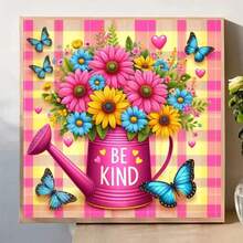 1PC DIY 5D Diamond Painting Kit - Water Jug And Floral Pattern, Round Full Diamond Art Mosaic Craft, Home Wall Decor, Unframed - No Frame - View 2
