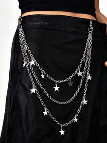 Punk Style Fashion Waist Chain, Anti-Tangle Design, Minimalist Double-Layer Metal Chain, Unisex Hip-Hop Star Pendant Waist Belt, Street Style, Halloween, Back To School, Wedding, Christmas, Daily, Party, Dancer Essential Gift Accessory - Multicolor - View 6