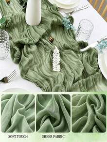 Sage Green Cheesecloth Table Runner Fall Wedding Birthday Party Home Decor - Cheesecloth Table Runner - View 3