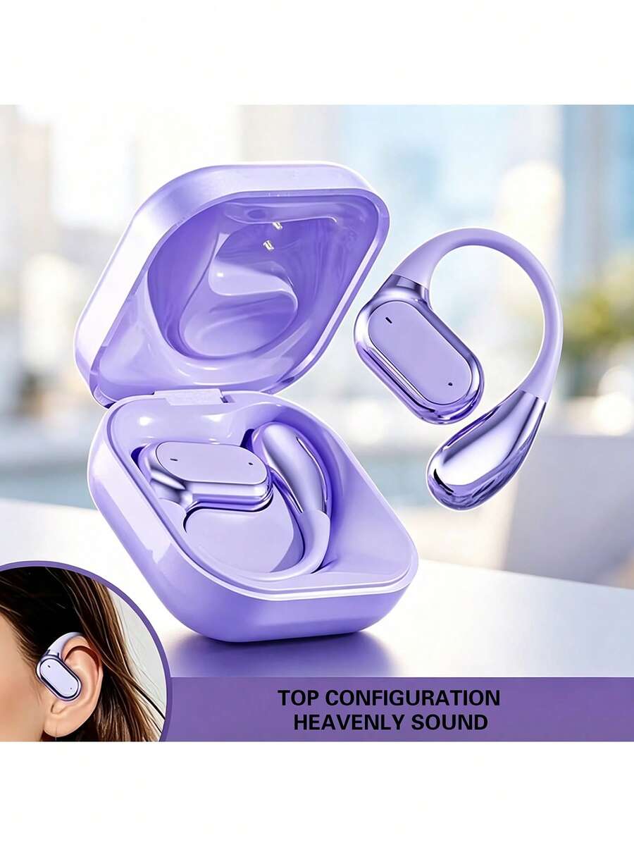 Open Ear Earhook TWS Wireless Earbuds, Lightweight Comfort Non-In-Ear Headphones, HiFi Stereo Sound HD Clear Calls, Sport Running Daily Use Wireless Earphones Compatible With IOS & Android