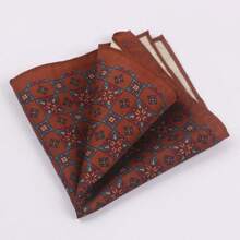 1pc Men's Suit Pocket Square, Formal Evening Dress Pocket Handkerchief, Vintage Printed British Minimalist Pattern Business Silk Scarf, Washable Reusable Square Portable Decoration - Multicolor - View 11