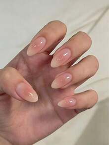 24片杏仁形美甲貼紙，極簡粉色紮染夏季美甲藝術，甜美清新DIY美甲裝飾，適合女性與女孩日常、工作、旅行美甲用品 - 彩色 - 查看 1