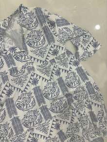 女士休闲度假印花喇叭袖连衣裙，优雅春季款 - 彩色 - 查看 6