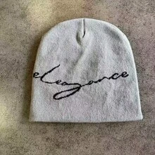 1pc Minimalist "Elegant" White Letter Knit Beanie - Versatile Fashion Accessory For Autumn/Winter - A - View 7