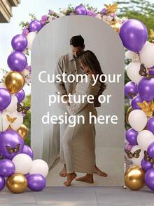 1pc Customizable Arch Backdrop Cover, Suitable For Baby Shower Balloon Arch, Wedding, Graduation Ceremony And Birthday Celebration, Supports Photo Customization - Multicolor - View 6