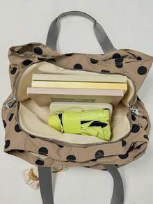 Fashion Polka Dot Tote Bag With Cute Charm, Multi-Compartment Storage, Casual Women's Daily Shoulder Handbag - Multicolor - View 9
