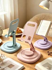 1pc 360° Rotatable Aluminum Alloy Adjustable Tablet Stand, 360° Rotatable Folding Tablet Holder, Universal Smartphone Tablet Desktop Stand, Multi-Angle Silicone Non-Slip Base Folding Desktop Stand, Back To School Supplies - Multicolor - View 2