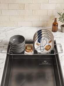 Expandable Over‑The‑Sink Dish Drying Rack, Stretchable Sink Drainer For Most Kitchen Sinks, Fast Water Drain Dish Rack For Plates Bowls Cups Pot Lids Cookware, Space‑Saving Kitchen Counter Sink Organizer - Multicolor - View 8