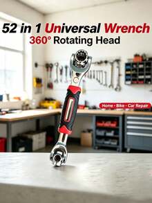 1Pc Universal Multi‑Function Wrench, 8‑In‑1 Rotatable Socket Wrench, 360 Degree Swivel Head Spanner, Non‑Slip Rubber Handle Repair Tool For Car Motorcycle Household Hardware Maintenance - Dog Bone Wrench - View 2