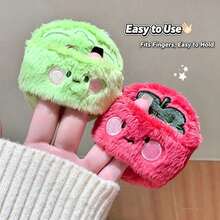 1pc Cute Fluffy Finger Makeup Puff, Tomato & Broccoli Shape Soft Powder Puff, Reusable Makeup Tool For Loose Powder, Setting Powder, No Caking & Even Application,Shaped Powder Puff, Cute Halloween Makeup, Easy To Apply Makeup - Multicolor - View 3