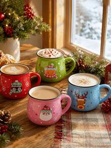 1pc 150ml Mini Ceramic Christmas Mugs,Cute Washable Elegant Christmas Coffee Cups,Suitable For Coffee, Tea, Desserts,Hot,Suitable As Gift For Christmas New Year Holiday Party,Festive Table Setting Decor - Multicolor - View 2