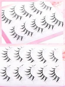 5 Pairs Pointed Tail False Eyelashes, Japanese & Korean Sweet Style, Pointed Tail Design, Create Natural Big Eye Makeup Effect, Lightweight Soft Eyelashes Fit Eye Shape, DIY Easy Application Quickly Complete Eye Makeup, Save Makeup Time, Suitable For Beginners, Reusable, Suitable For Daily Commute, Date, Travel, Party, Ideal Gift For Best Friend And Girlfriend On Holidays - Black - View 7