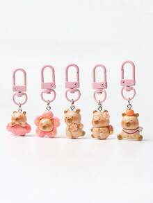 Capybara Keychain, Multifunctional Resin Accessory, Cartoon Capybara Bag Charm, Cute Keychain, Animal, Car Keychain, Key Ring Accessory, Gift - Multicolor - View 3