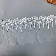 White Lace Trim Satin Ribbon Embroidered Fan-Shaped Lace, Suitable For Wedding Bridal Veil, Dress, Curtain Accessories - Multicolor - View 20