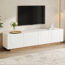 TV Stand, Modern Low TV Cabinet For Living Room, TV Console With Doors, Modern Design, Sideboard With Storage, Arched Front, Cabinet - White - View 7