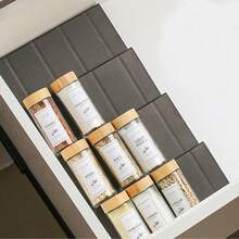 8/4Pcs Clear Acrylic & PP Drawer Spice Rack Tray (Jars Not Included) | Tiered Seasoning Bottle Organizer For Kitchen Drawers & Cabinets | Modern Space-Saving Pantry Storage Shelf - Multicolor - View 6