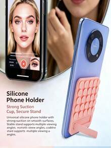 1pc/3pcs Pcs Silicone Suction Phone Stand, Suction Cup Phone Holder, Portable Foldable Kickstand, Multi‑Angle Adjustable Phone Back Grip Stand For Daily Use - A - View 7
