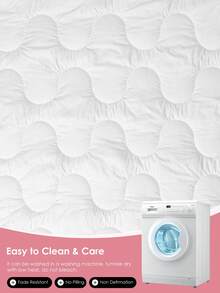 HONEYMOON 1pc Wavy Stitch Quilted Comforter Insert, Polyester Fabric, Solid Color, Soft & Breathable, Wrinkle-Resistant, Down Alternative Bedding, T/Q/K Size, Suitable For Home And Dorm, White - White - View 8