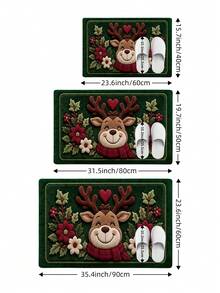 DAJIANG 1 pc Keset Pintu Rusa Natal Karpet Luar Ruangan Bordir Cetak 3D Karpet Selamat Datang Runner Panjang dengan Lapisan Belakang TPR Anti Slip Cocok untuk Kamar Mandi Lorong Dalam Ruangan Kamar Tidur Ruang Tamu Samping Tempat Tidur Dapat Dicuci Mesin Mudah Dibersihkan Keset Pintu Masuk Dekorasi Rumah Musim Gugur Gaya Liburan - MultiWarna - View 3