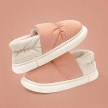 MAOLI Sandal Dalam Ruangan Berlapis Termal dengan Ujung Tertutup Warna Polos, Gaya Pasangan Unisex, Lembut dan Nyaman, Cocok untuk Musim Dingin di Dalam dan Luar Ruangan, Salju, Bagian Atas Kain Bulu Angsa, Tahan Air dan Mudah Dibersihkan - Berwarna merah muda - View 4