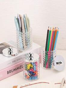 1/2/3/4 Paket Stoples Penyimpanan Kamar Mandi Bening dengan Tutup, Tempat Cotton Bud Motif Berlian, Dispenser Cotton Bud untuk Bola Kapas, Tusuk Gigi, dan Bantalan Rias - View 5