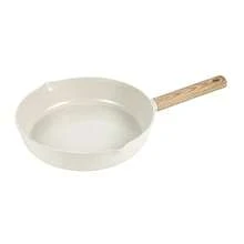 Ecook 28cm Aluminum Frying Pan With Ceramic Coating And Wood-Effect Handle, Non-Stick Cookware For Sautéing And Frying, Cream And Beige Color - View 9