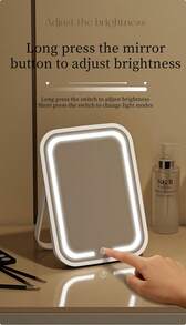 SEAGO Foldable LED Makeup Mirror, 500mAh Rechargeable Battery, Touch Control Vanity Mirror, Multi-Function 3 Lighting Modes, Suitable For Desktop, Wall-Mount And Compact Storage, Portable Travel Mirror, Perfect For Daily Makeup - Multicolor - View 11