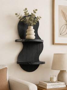 Bohemian Arch Wall Shelf, Double-Layer Hanging Wooden Storage Rack, Mid-Century Modern Wall Decor, Rustic Brown Living Room Bedroom Plant Display Shelf, Suitable For Outdoor Entryway Decoration - View 2