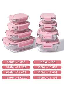 Asnews Snap-Lock Lid Glass Food Storage Containers Set, Built-In Vent Valve On Lids, 8Pcs Assorted Sizes In Blue And Pink, For Kitchen Meal Prep, Pantry Organization And Portable Lunch Storage - Multicolor - View 8