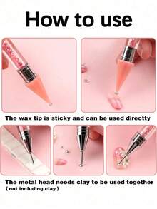 Diamond Painting Tools, Self-Adhesive Rhinestone Pen, Dual-Tip Rhinestone/Gem/Crystal Pickup Wax Pen, Nail Art Rhinestone Pen; Suitable For 5D DIY Diamond Painting, Handmade Cross Stitch And Nail Art Decoration; Crystal Bead Handle Design. - A - View 7