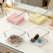 2pcs/4pcs Transparent Acrylic Storage Boxes, Desktop Organizer, Open Small Storage Bins, Makeup Stationery Miscellaneous Items Organizer, Vanity Drawer Divider Storage Baskets - Square - View 3
