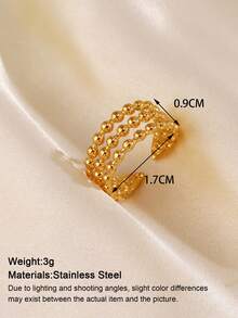 1pc Stainless Steel Beaded Ring Suitable For Women's Daily Wear - Yellow Gold - View 2
