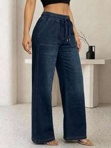 Women Pants - Dark Wash - View 5