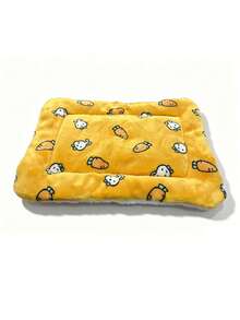 Cartoon Print Fleece Pet Mat, Random Inner Lining Color, Windproof And Warm, Thickened Rabbit Foot Pad, Suitable For Small Pets - A - View 9
