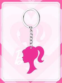 Ponytail Silhouette Pendant, Made Of Acrylic, With Metal Keychain Chain, Can Be Used To Hang On Backpacks Or Keys, A Sweet And Cool Accessory - Multicolor - View 4