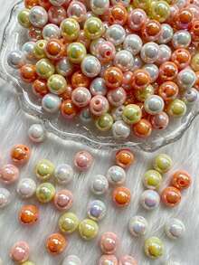 10mm 4‑Color Mixed Pack Aurora AB Iridescent Round Acrylic Loose Beads, Large Hole Spacer Beads For DIY Bracelet Keychain Phone Charm Jewelry Making Supplies - Multicolor - View 7