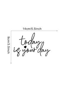 Today Is Your Day Mirror Wall Sticker Heart Positive Quote Decal - A - View 3