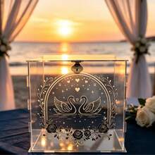 Acrylic Wedding Card Box, Wedding Gift Card Box, Transparent Wedding Envelope & Money Card Box For Party, Graduation, Baby Shower, Birthday Decoration - 1PC - View 1