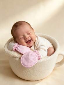 1/3 Pairs Solid Color Newborn Baby Mittens, All-Season Anti-Scratch Baby Accessories - Multicolor - View 3