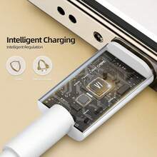 60W USB-C 转 USB-C 数据线，白色 USB-C 充电线，兼容 2023 款 Pro、Air M1、Galaxy Tab S7 及其他 USB-C 笔记本电脑/平板电脑 - 白色 - 查看 12