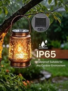 1PC Antique Bronze Hollow Butterfly Solar Hanging Lantern, Shadow Projection LED Solar Lamp, Outdoor Waterproof Decor Ornament For Patio Yard Porch Garden Daily & Festival Lighting - Multicolor - View 5