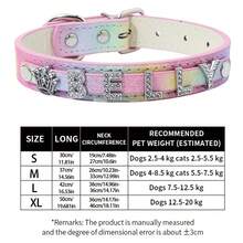 Personalized Dog Collar, PU Leather Small Dog Cat ID Collar With Rhinestone Heart & Star Decor, Suitable For Small/Medium/Large Dogs - Multicolor - View 3