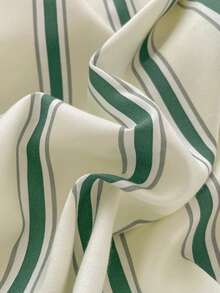 3pcs 100% Polyester Retro Green Striped Printed Duvet Cover Set, 2 Pillowcases + 1 Duvet Cover (No Bed Sheet), Soft & Comfortable, Suitable For All Seasons - Multicolor - View 6